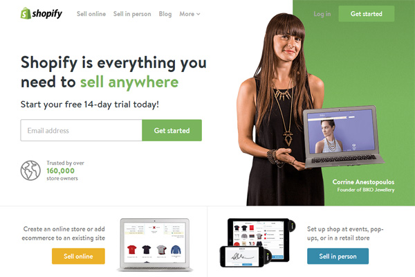 Shopify，一枚簡潔清新的國外電子商務平臺網(wǎng)站(圖1)